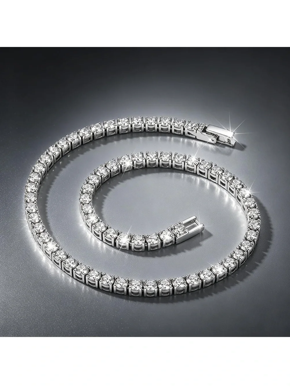 Sterling Silver Cubic Zirconia Tennis Bracelet - Silver C50